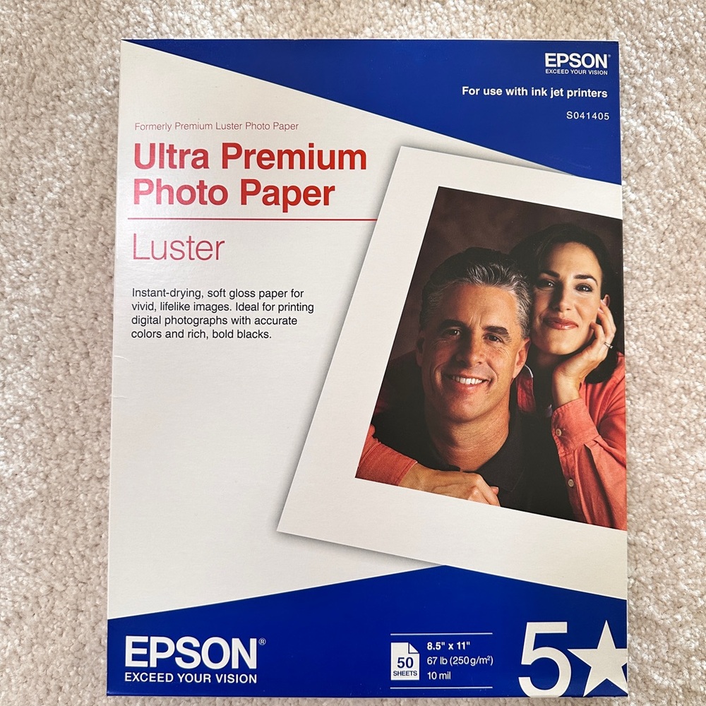 Epson Ultra Premium Photo (Luster) Inkjet Paper 8.5x11 50 Sheets S041405